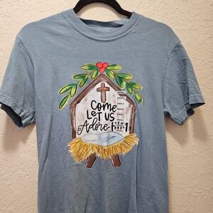 NWT Baxter & Me "Come Let Us Adore Him" manger Comfort Colors T-shirt